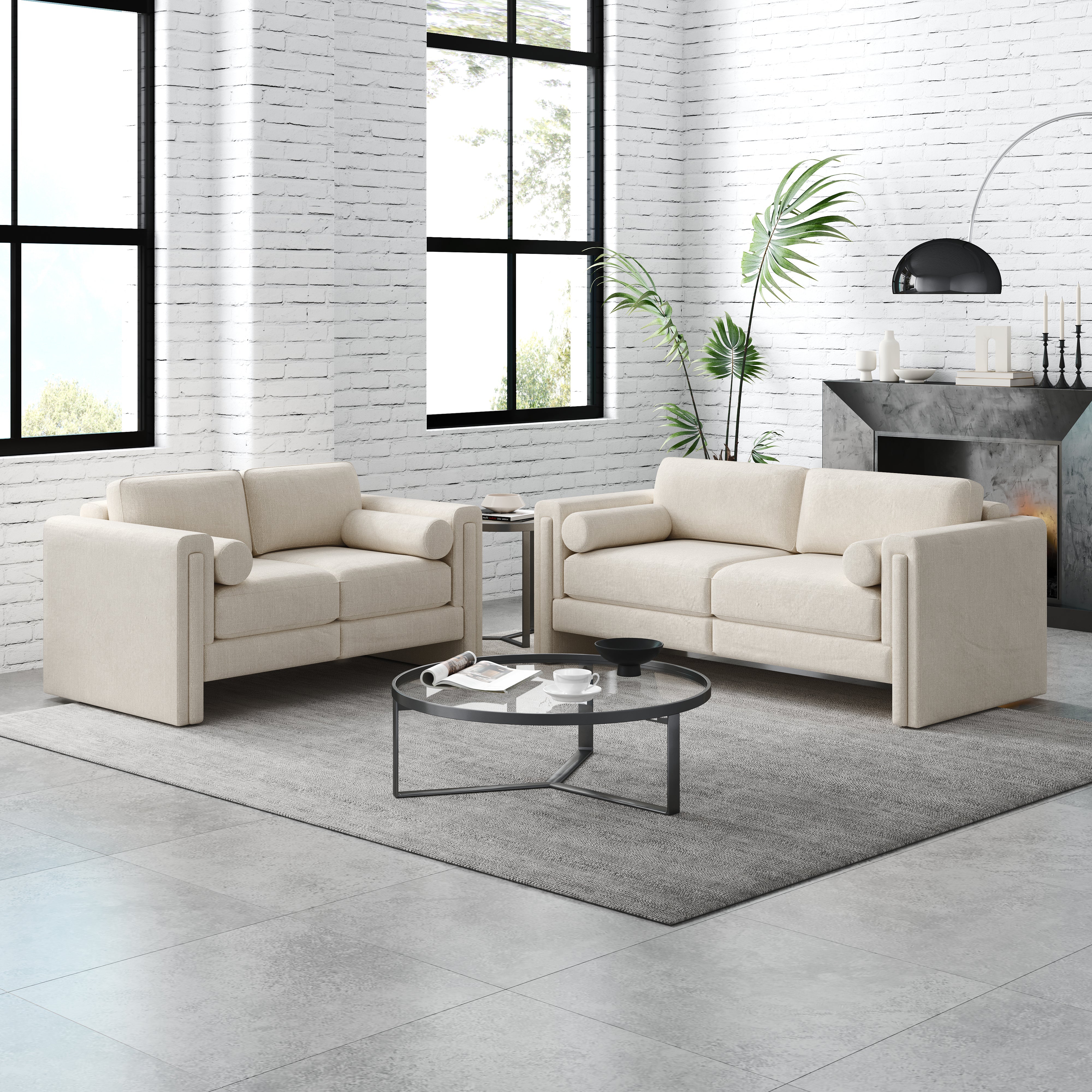 Modern Modular Sectional Sofa in Teddy Velvet or Cotton & Linen