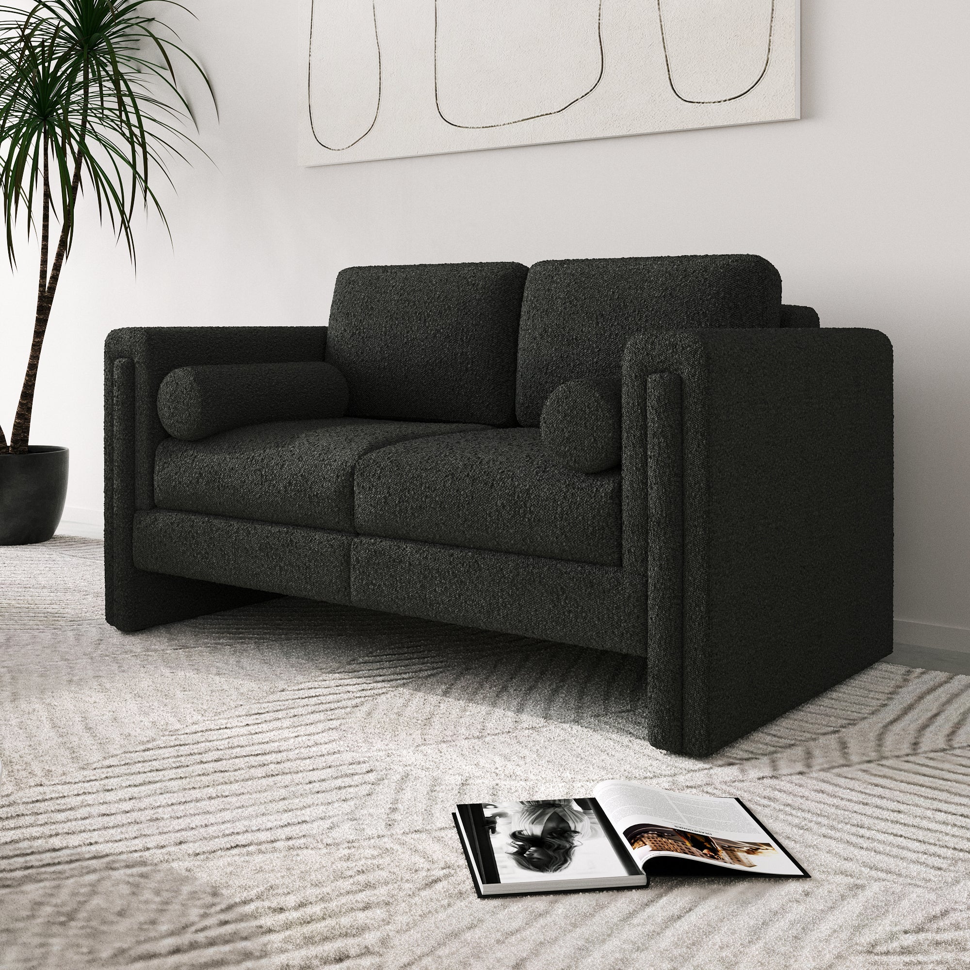 Modern Modular Sectional Sofa in Teddy Velvet or Cotton & Linen