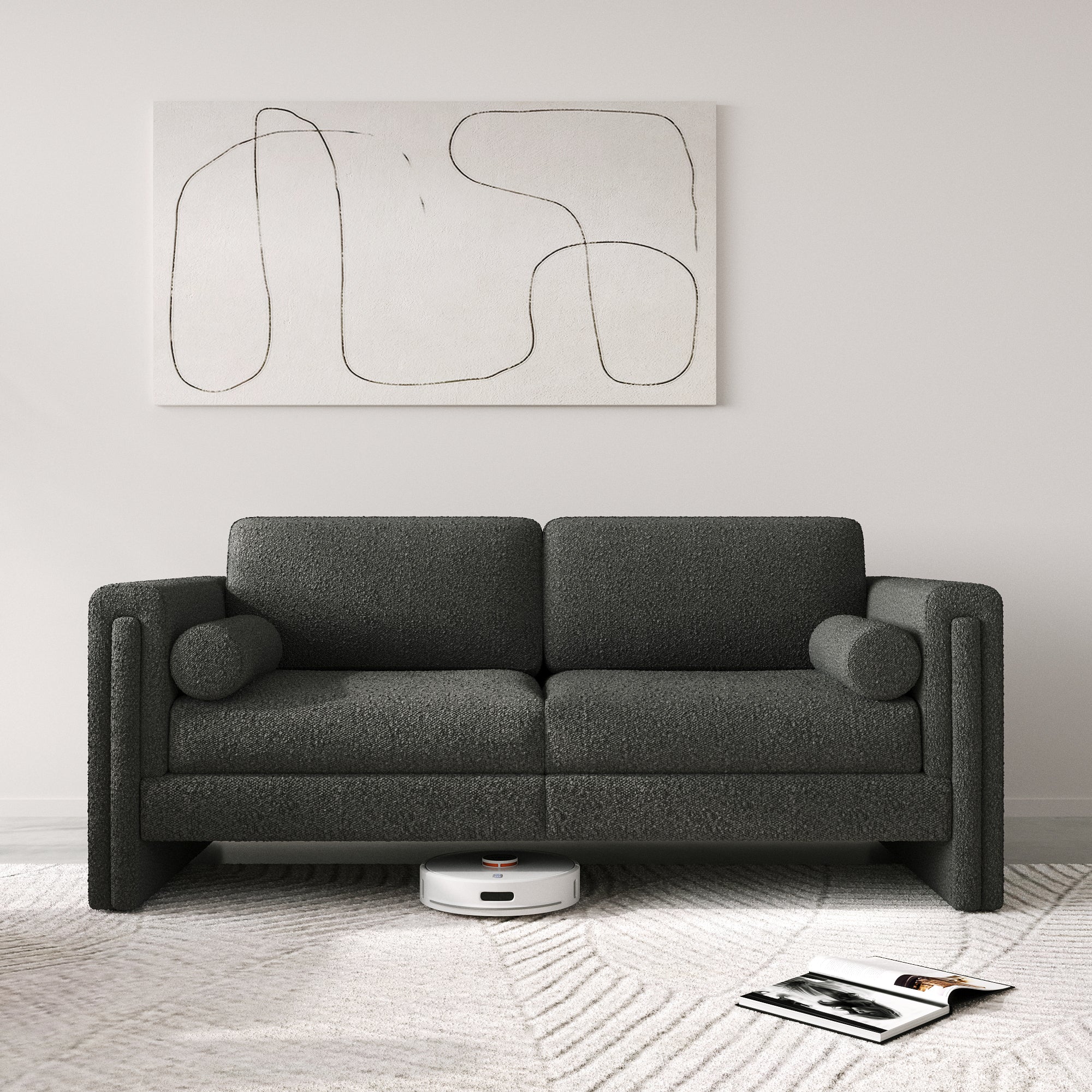 Modern Modular Sectional Sofa in Teddy Velvet or Cotton & Linen