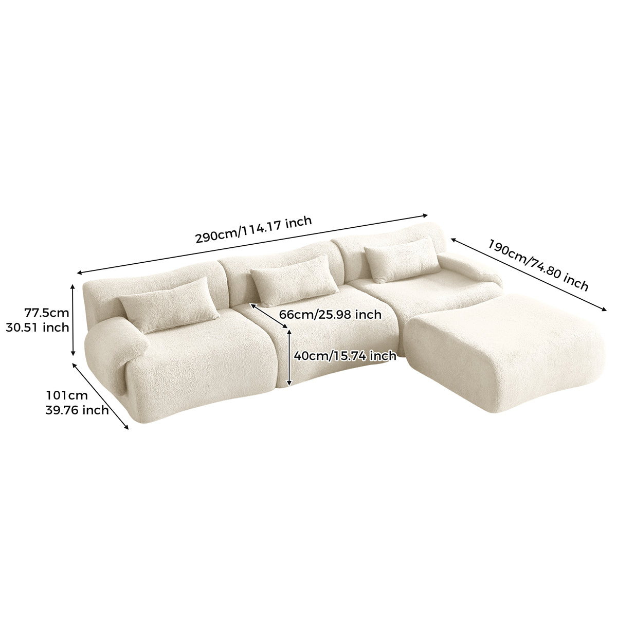 WEHOMZ Modern Teddy Velvet Sectional Sofa – Modular & Upholstered in Luxurious Fabric
