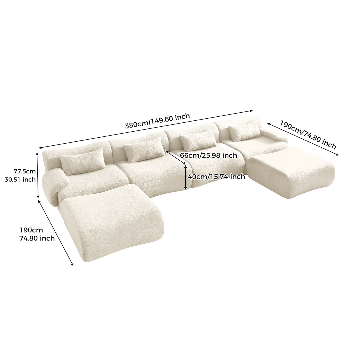 WEHOMZ Modern Teddy Velvet Sectional Sofa – Modular & Upholstered in Luxurious Fabric