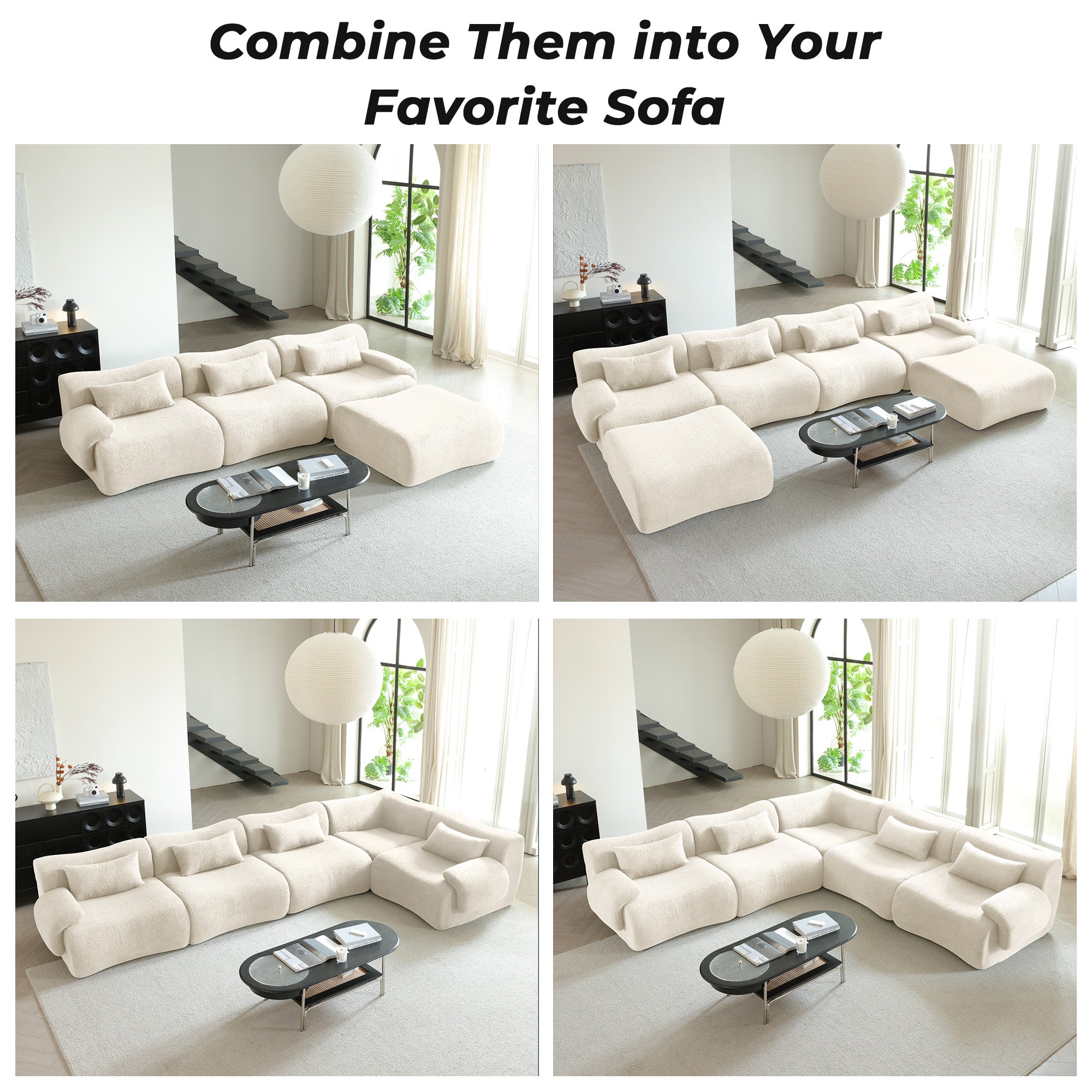 WEHOMZ Modern Teddy Velvet Sectional Sofa – Modular & Upholstered in Luxurious Fabric