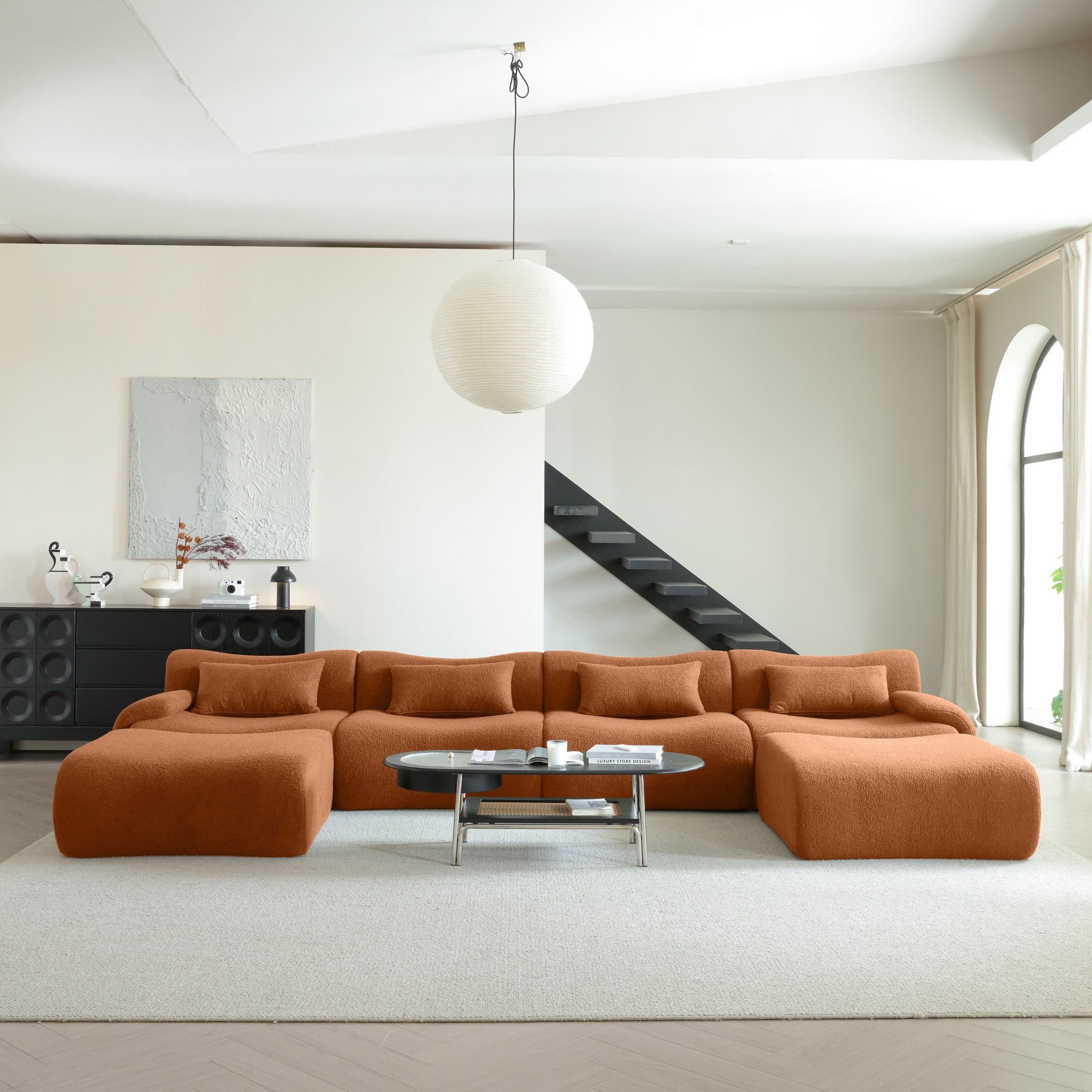 WEHOMZ Modern Teddy Velvet Sectional Sofa – Modular & Upholstered in Luxurious Fabric