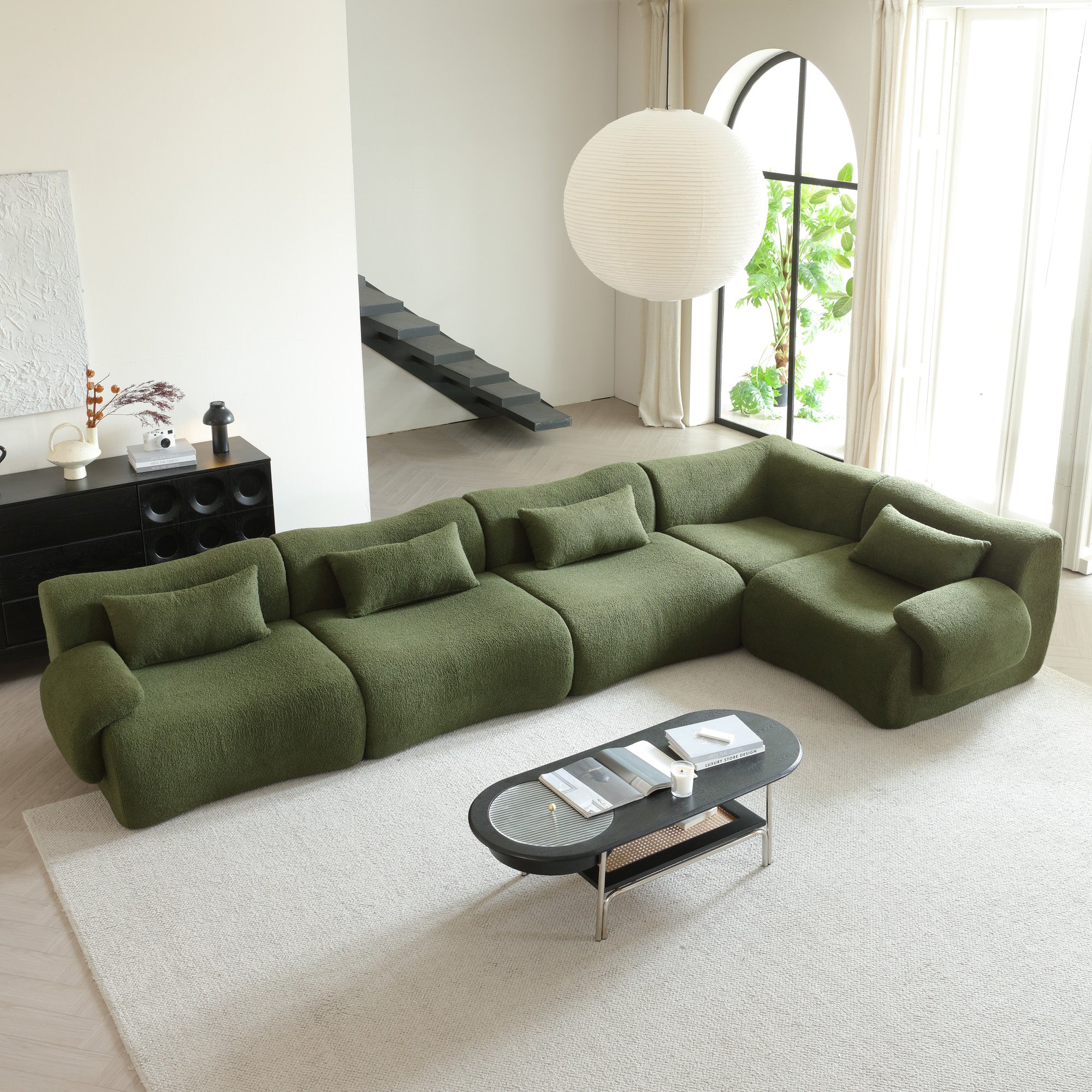 WEHOMZ Modern Teddy Velvet Sectional Sofa – Modular & Upholstered in Luxurious Fabric
