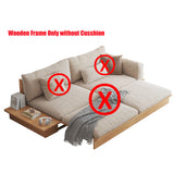 WEHOMZ Modern Burlywood Wooden Sofa Bed Frame – Pull-Out & Storage Features