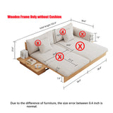WEHOMZ Modern Burlywood Wooden Sofa Bed Frame – Pull-Out & Storage Features