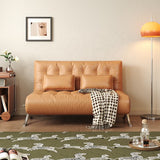 WEHOMZ Retro Leather Barcelona Chair in Faux Leather - Convertible Sofa Bed with Stainless Steel Legs, Available in Black, Orange, & Beige