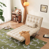 WEHOMZ Retro Leather Barcelona Chair in Faux Leather - Convertible Sofa Bed with Stainless Steel Legs, Available in Black, Orange, & Beige