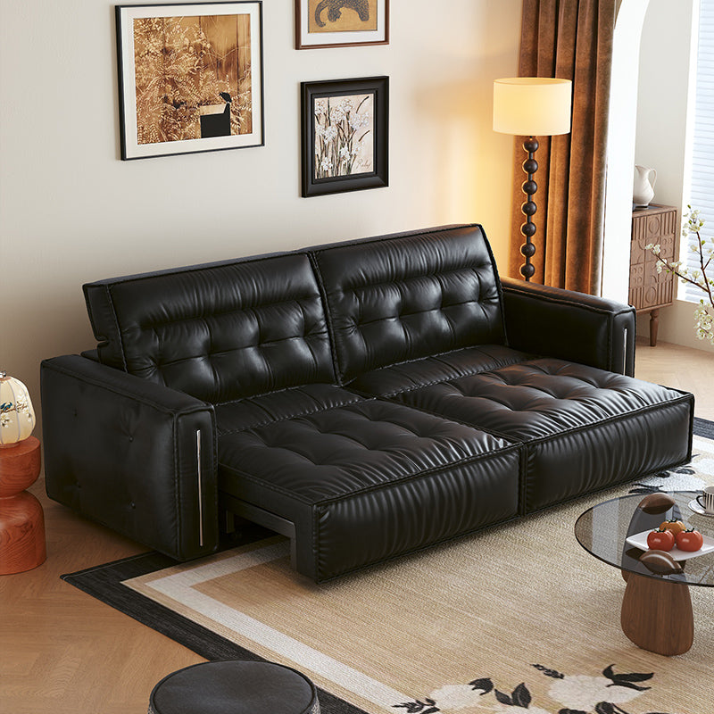 Retro Leather Pull Out Couch Bed – Electric & Smart Remote Convertible