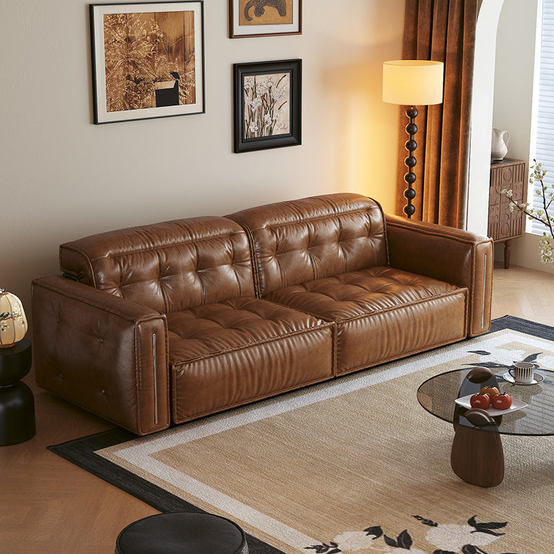 WEHOMZ Retro Leather Pull Out Couch Bed – Smart Electric Convertible Sofa with Remote, Available in Black & Brown