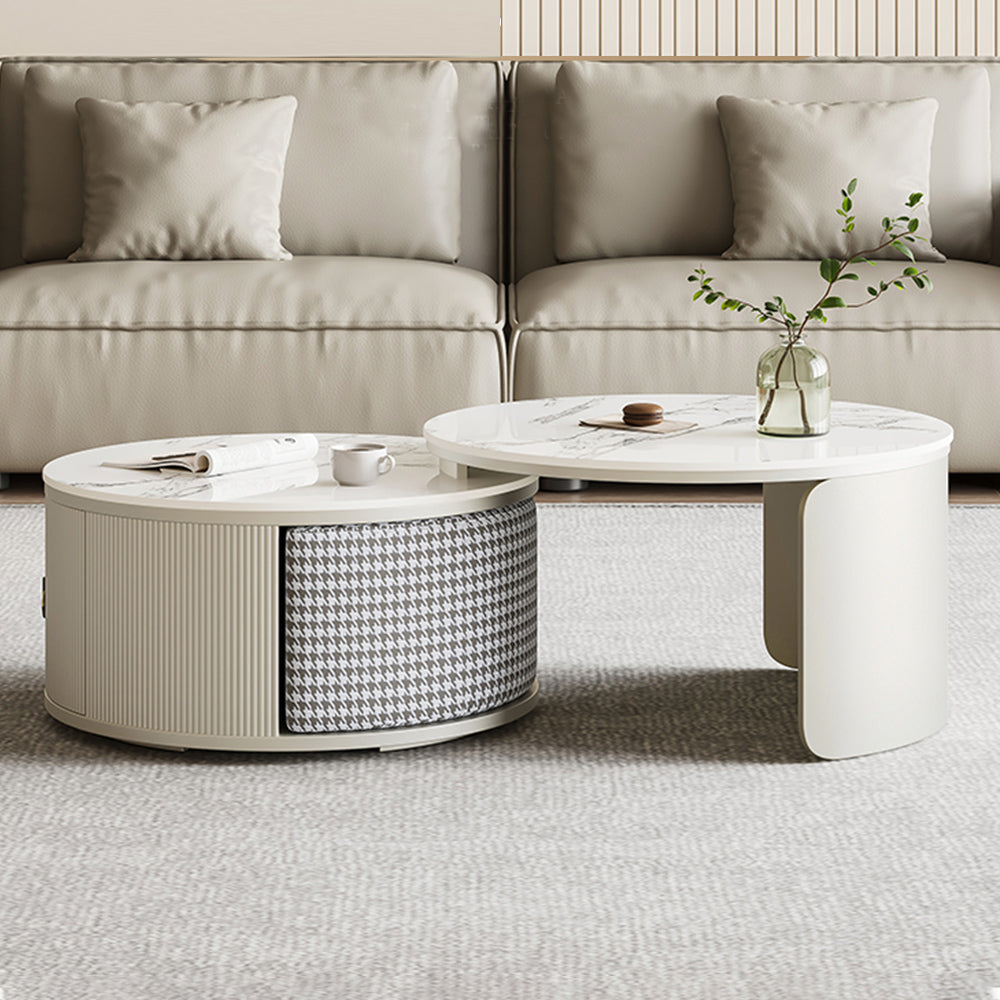 Sintered Stone Top Coffee Table with Footstool