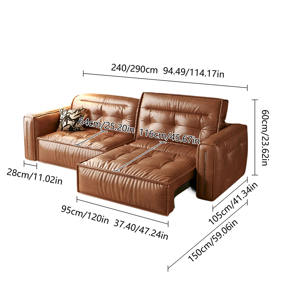 Smart Electric Leather Sofa Bed - Vintage Recliner, Black & Brown