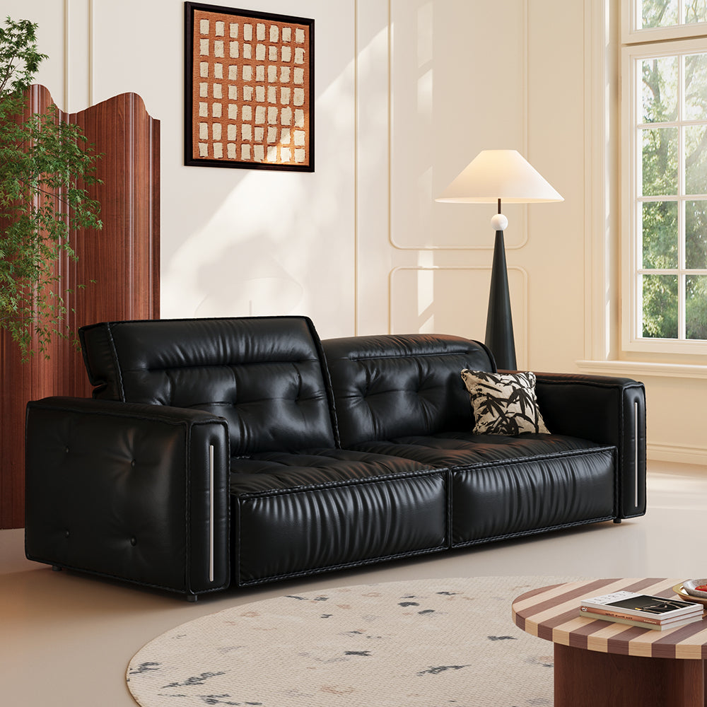 Smart Electric Leather Sofa Bed - Vintage Recliner, Black & Brown