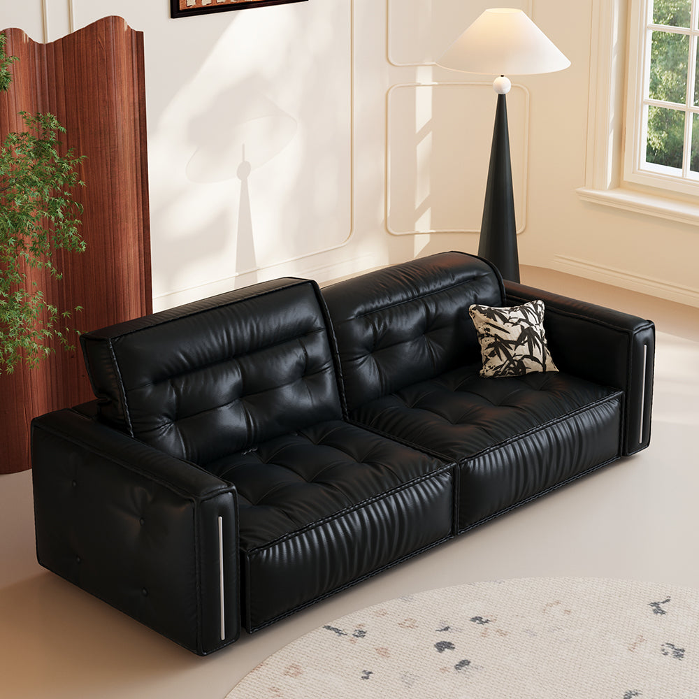 Smart Electric Leather Sofa Bed - Vintage Recliner, Black & Brown