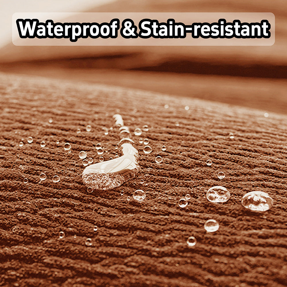 Solid Wood Frame Convertible Modular Sofa Bed - Mid-Century Japandi Style, Soft Chenille Fabric in Sunset Orange, Matcha Green & Creamy Beige