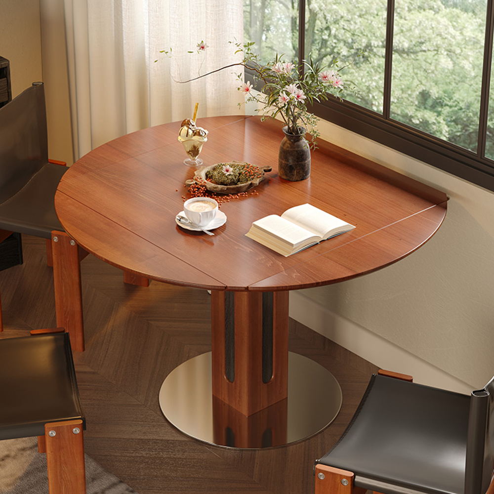 WEHOMZ Convertible Solid Wood Dining Table - Square to Round, Foldable Design, Seats Up to 8, Brown