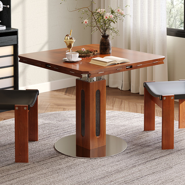WEHOMZ Convertible Solid Wood Dining Table - Square to Round, Foldable Design, Seats Up to 8, Brown