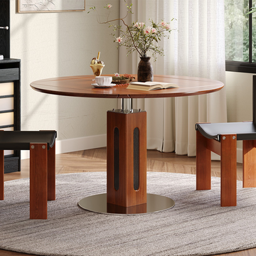 Solid Wood Square to Round Convertible Foldable Dining Table