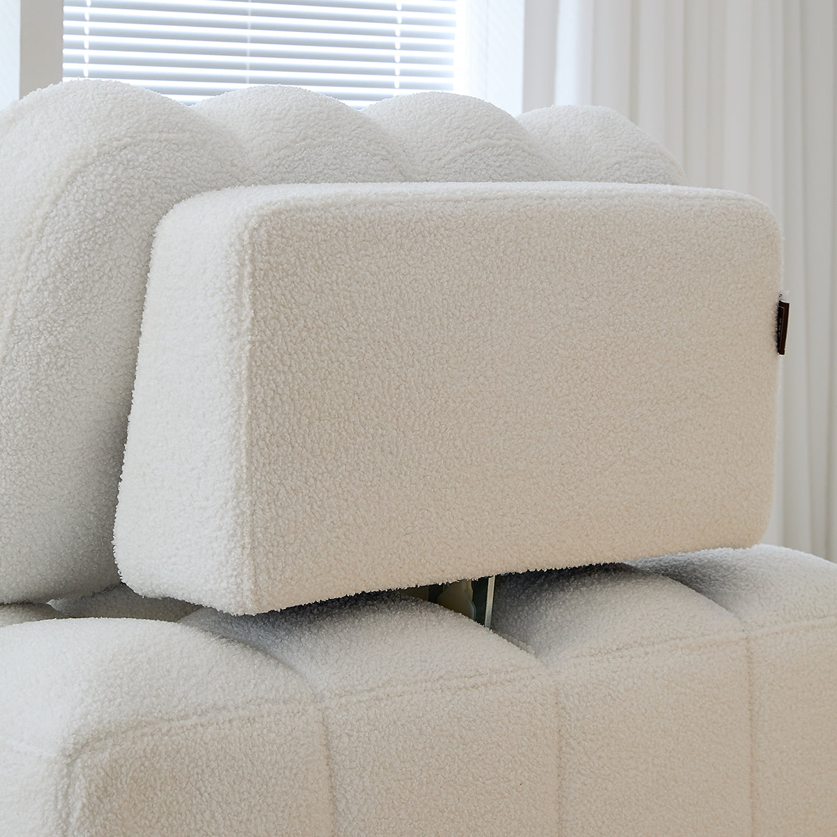 Cream White Teddy Fleece Convertible Sofa Bed - Lounge, Chaise & Sleeper for Small Spaces