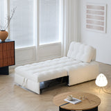 Cream White Teddy Fleece Convertible Sofa Bed - Lounge, Chaise & Sleeper for Small Spaces