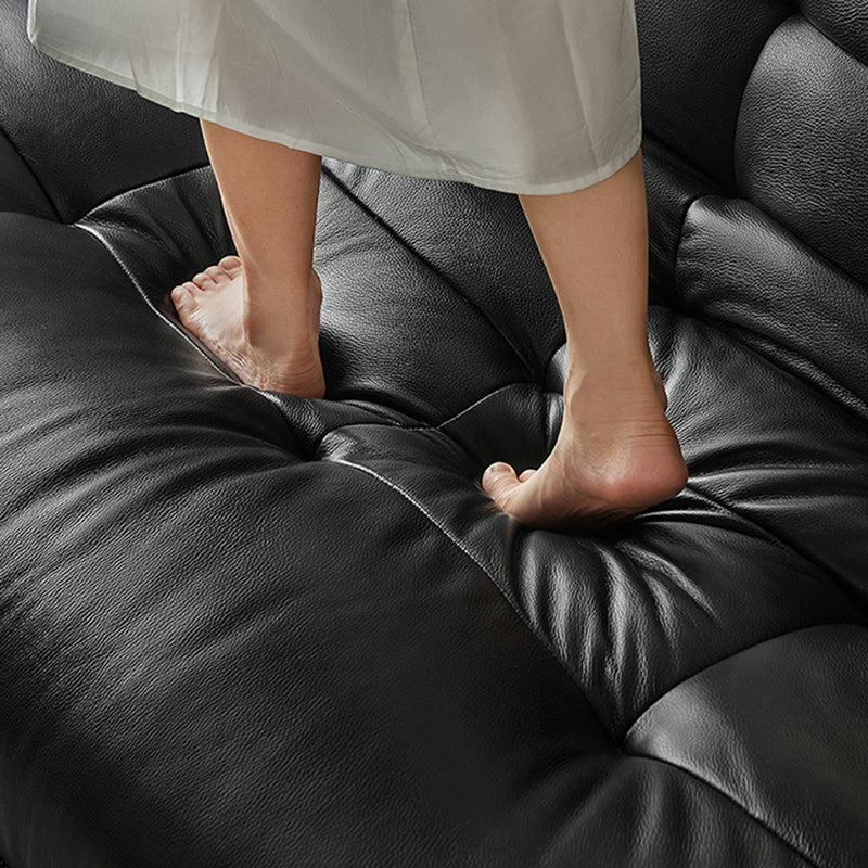 WEHOMZ Togo Style Black Eco-Leather Sleeper Sofa Bed without Arms