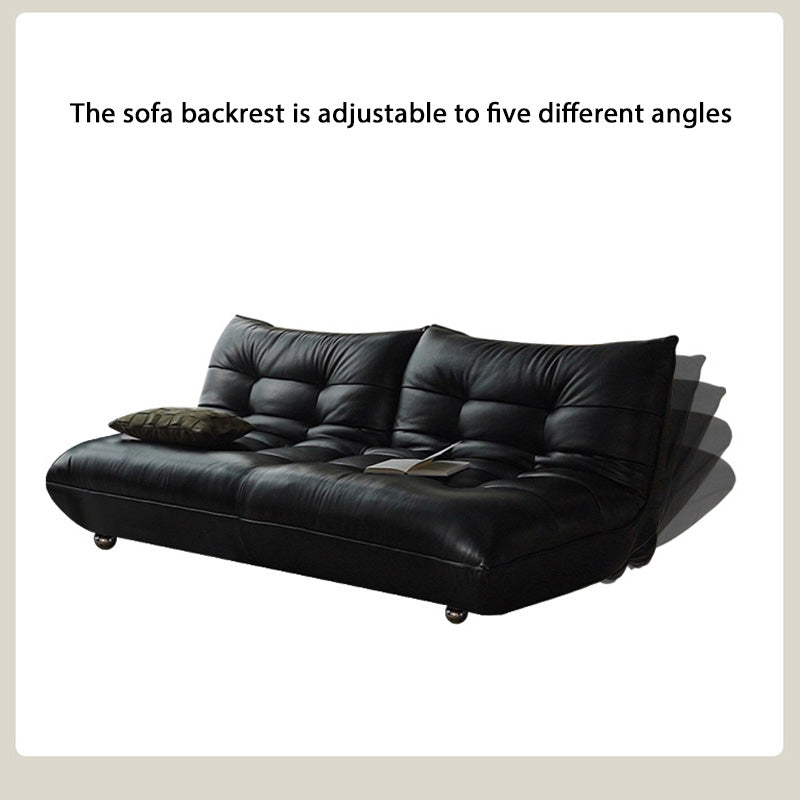 WEHOMZ Togo Style Black Eco-Leather Sleeper Sofa Bed without Arms
