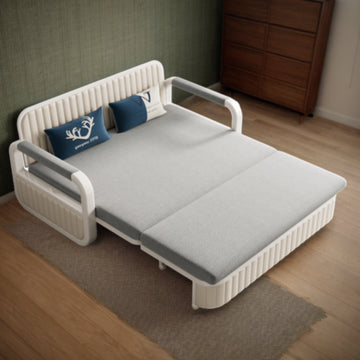 Two-Seaters Sofa Bed Cotton Linen Upholstered Storage with Square Arm