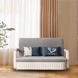 Cotton Linen Two-Seater Sofa Bed with Storage & Square Arms in Light Gray, Dark Gray, Blue