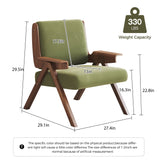 WEHOMZ Green Velvet Upholstered Leisure Chair with Wooden Armrests & Legs