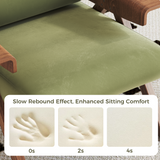 WEHOMZ Green Velvet Upholstered Leisure Chair with Wooden Armrests & Legs