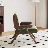 Modern Accent Armchair with Stripe Design & Wooden Frame - Black & White