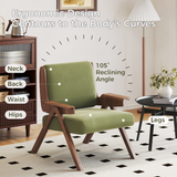 WEHOMZ Green Velvet Upholstered Leisure Chair with Wooden Armrests & Legs