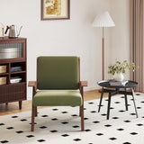 Modern Accent Armchair with Stripe Design & Wooden Frame - Black & White