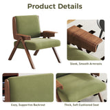 WEHOMZ Green Velvet Upholstered Leisure Chair with Wooden Armrests & Legs
