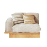 Velvet Modular Sofa with Built-in Storage Drawer & Solid Wooden Frame - Beige