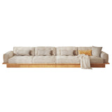 Velvet Modular Sofa with Built-in Storage Drawer & Solid Wooden Frame - Beige