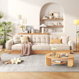 Velvet Modular Sofa with Built-in Storage Drawer & Solid Wooden Frame - Beige