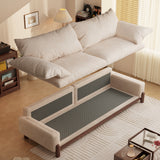 WEHOMZ Wooden Three-Seater Sofa with Armrests – Comfortable, Stylish & Durable in Faux Cotton-Linen or Velvet