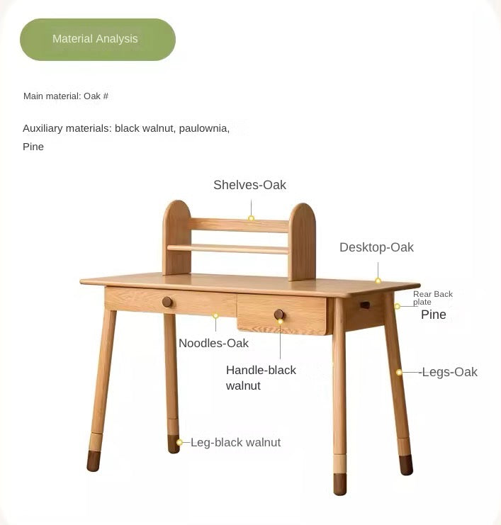 Oak solid Wood аdjustable Study Desk, Kids Kraft table Oak solid Wood