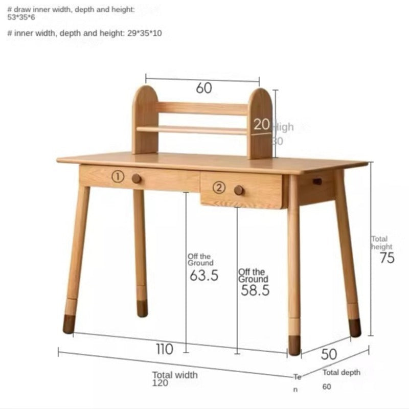 Oak solid Wood аdjustable Study Desk, Kids Kraft table Oak solid Wood
