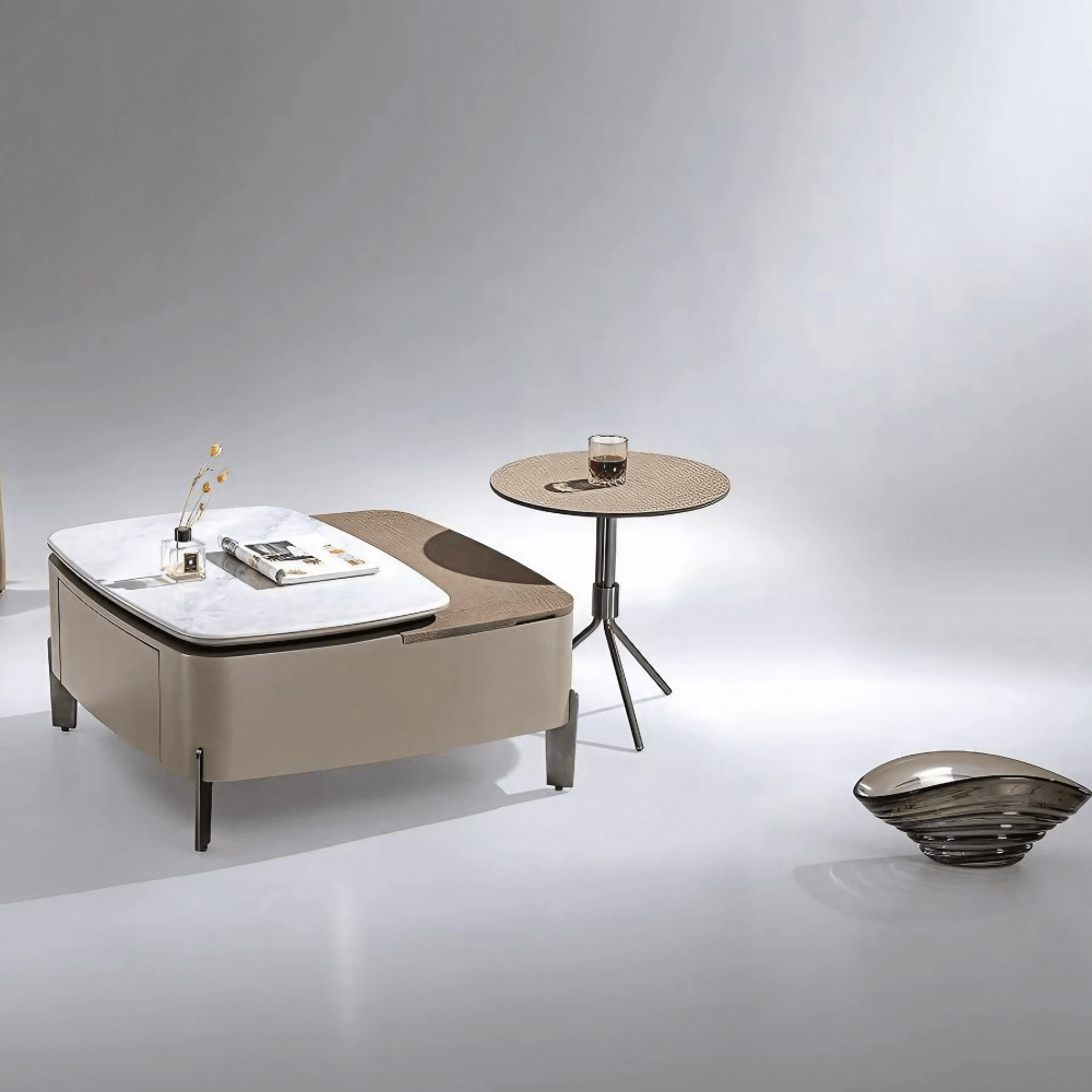 Modern 47" White Super Crystal Coffee Table - Multifunctional Rectangle Design with Iron-MDF Block Base