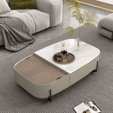 Modern 47" White Super Crystal Coffee Table - Multifunctional Rectangle Design with Iron-MDF Block Base