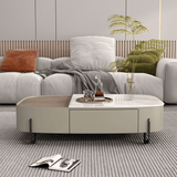 Modern 47" White Super Crystal Coffee Table - Multifunctional Rectangle Design with Iron-MDF Block Base