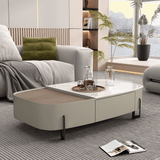 Modern 47" White Super Crystal Coffee Table - Multifunctional Rectangle Design with Iron-MDF Block Base