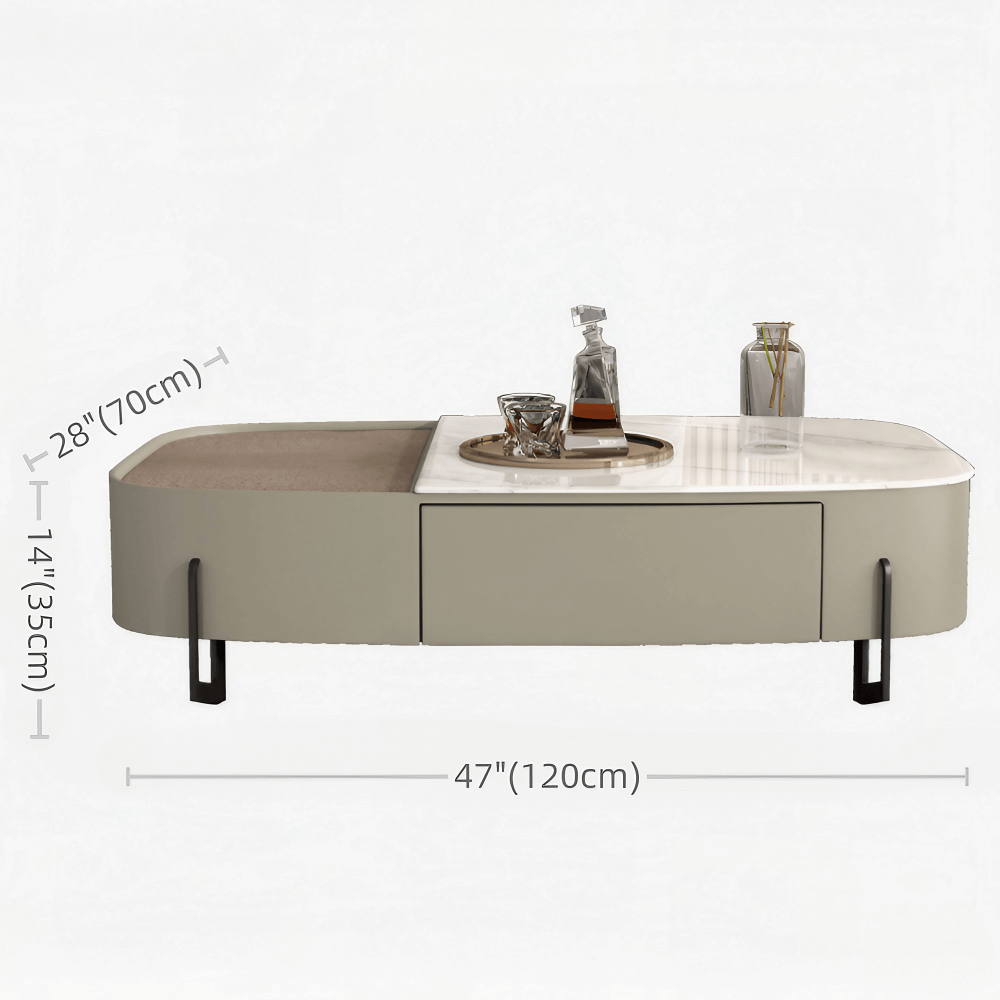 Modern 47" White Super Crystal Coffee Table - Multifunctional Rectangle Design with Iron-MDF Block Base