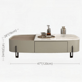 Modern 47" White Super Crystal Coffee Table - Multifunctional Rectangle Design with Iron-MDF Block Base
