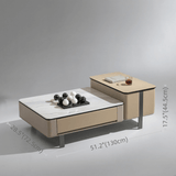 Modern 47" White Super Crystal Coffee Table - Multifunctional Rectangle Design with Iron-MDF Block Base