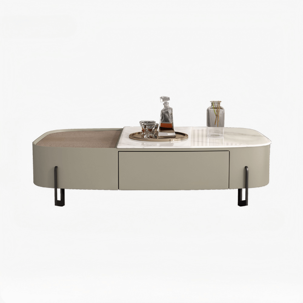 Modern 47" White Super Crystal Coffee Table - Multifunctional Rectangle Design with Iron-MDF Block Base