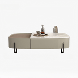 Modern 47" White Super Crystal Coffee Table - Multifunctional Rectangle Design with Iron-MDF Block Base