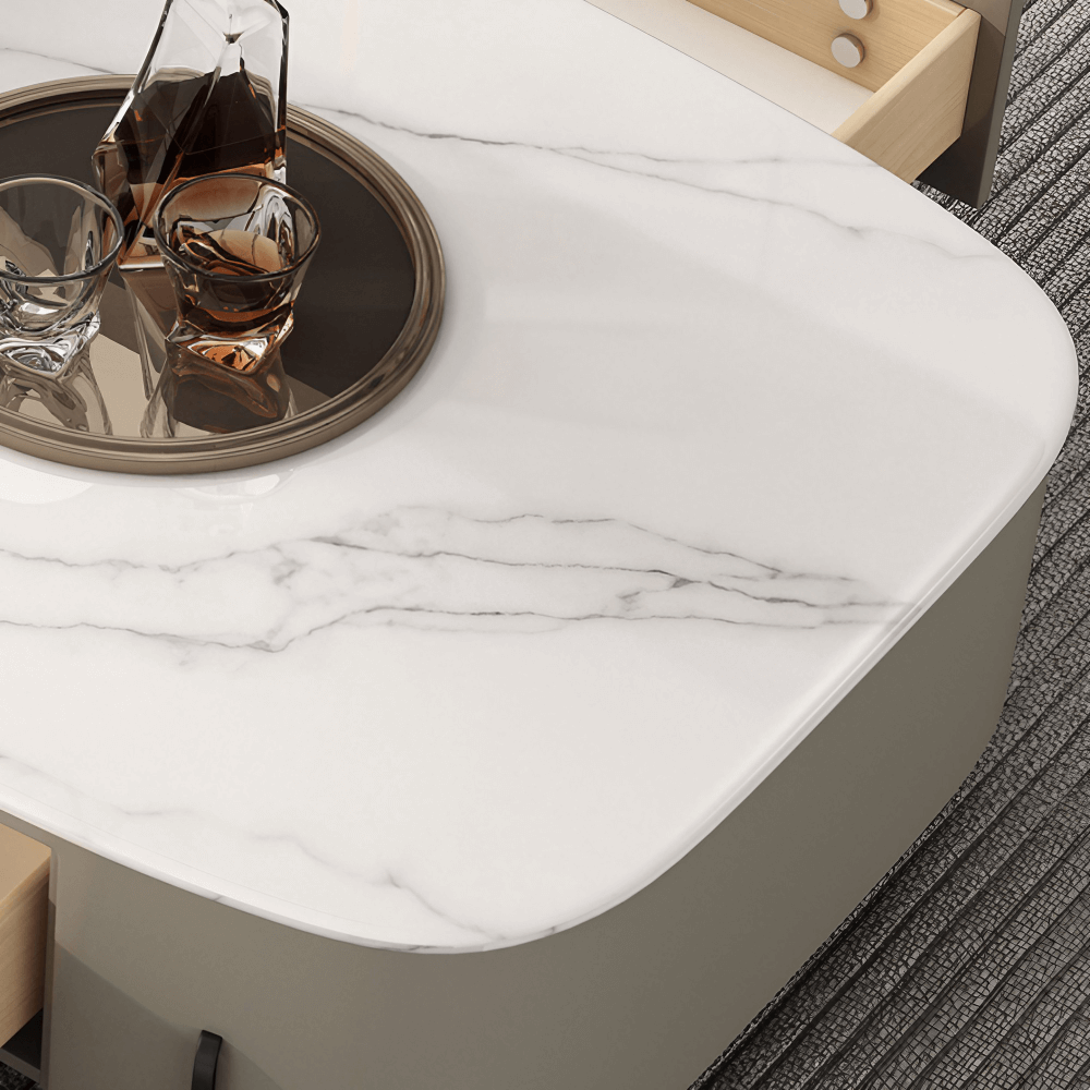 Modern 47" White Super Crystal Coffee Table - Multifunctional Rectangle Design with Iron-MDF Block Base